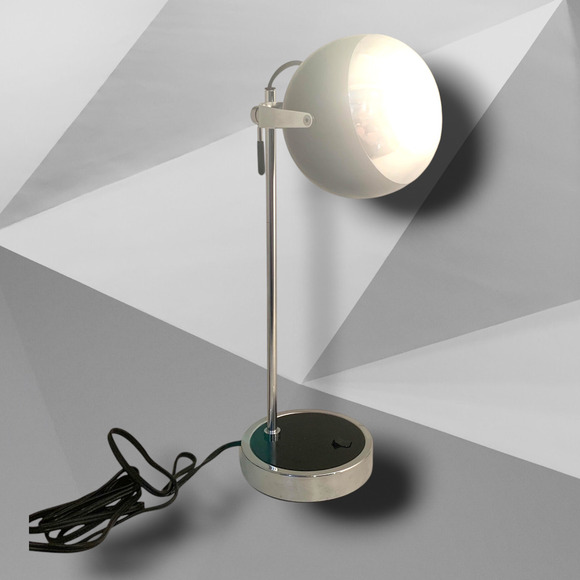 Vintage Hamilton Industries H-7 Eyeball Orb Desk Lamp Light Black Chrome MCM - Picture 9 of 9